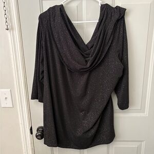 MSK Black Glitter Drape Top